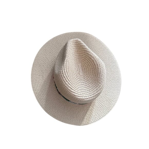 Lucky 7 Womens Straw Sun Hat With Tropical Band Made Of 100% Paper Lightweight & - Picture 2 of 4